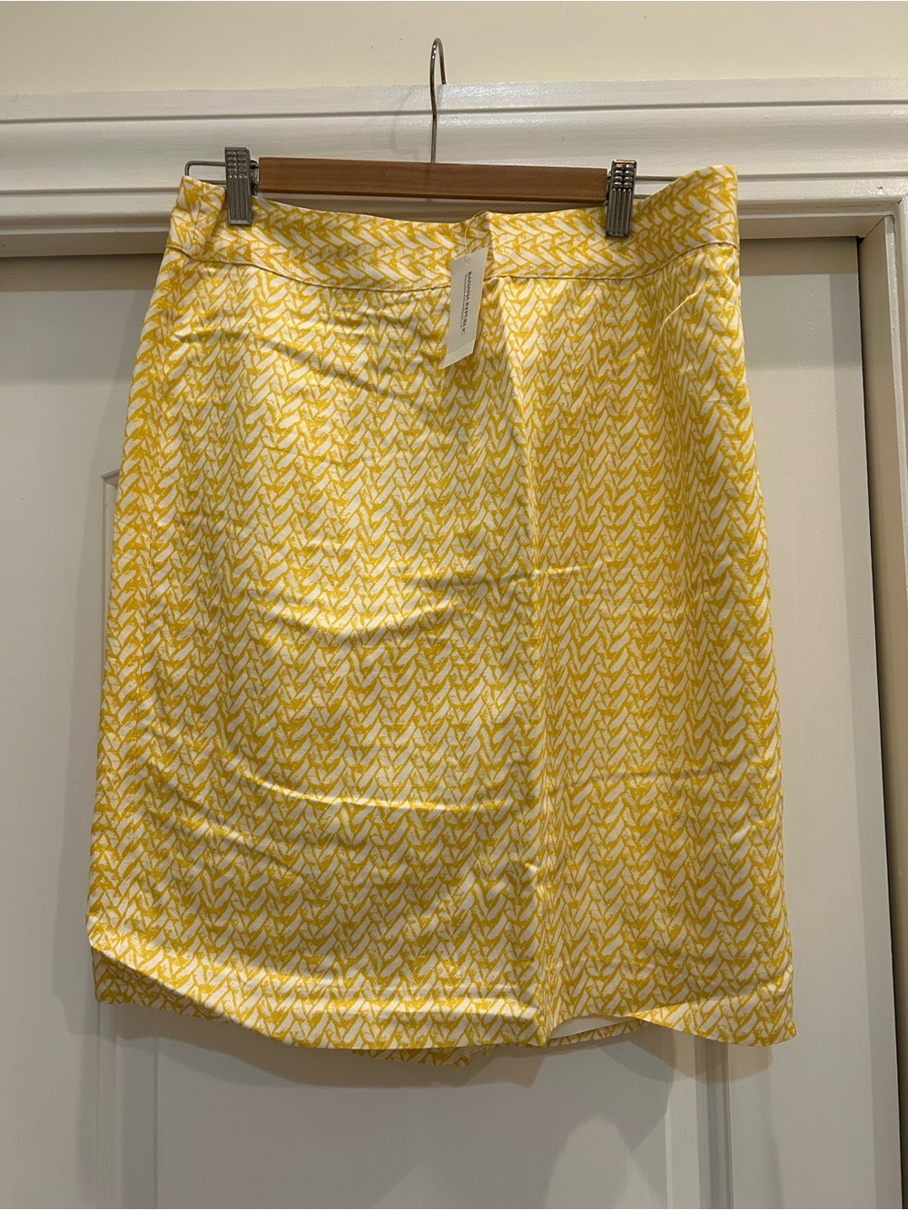 Banana Republic Yellow Patterned Pencil Skirt